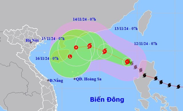  Dự báo vị trí và đường đi của Bão số 8 (Bão TORAJI). Ảnh NCHMF