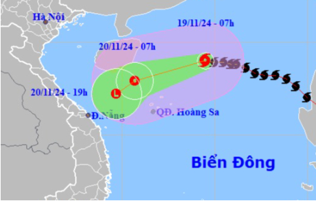  Dự báo vị trí và hướng di chuyển của bão số 9 - Ảnh: Báo Người Lao Động