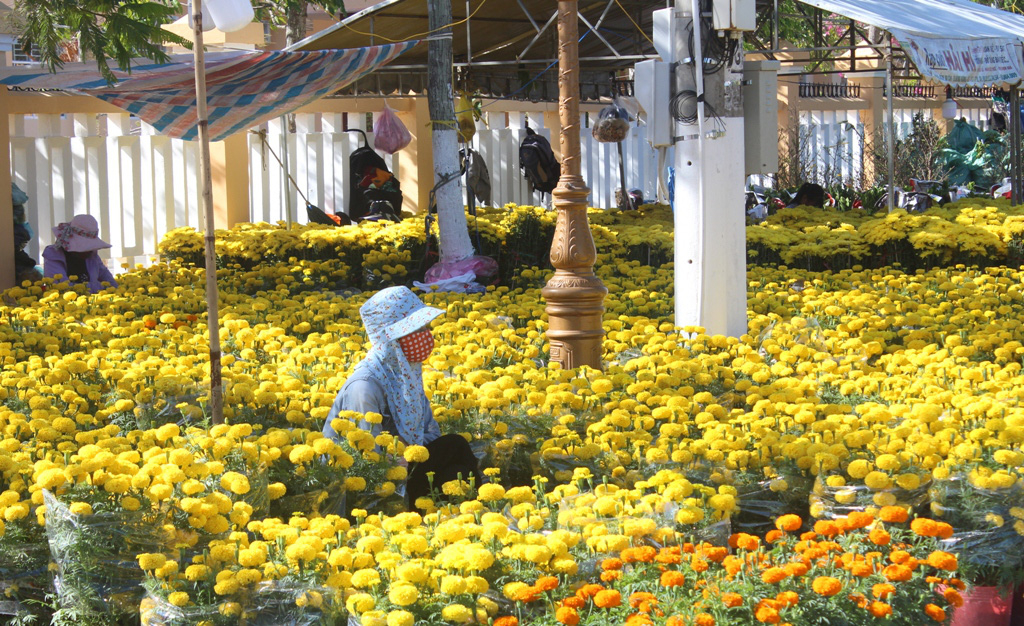  Một người bán hoa Tết. Ảnh minh họa