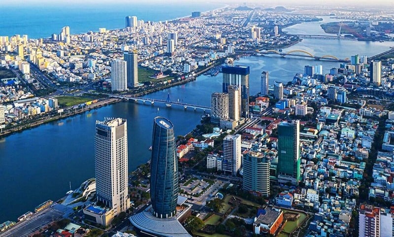 Một góc thành phố Đà Nẵng nhìn từ trên cao.