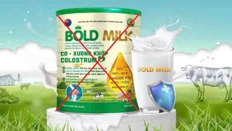 Sữa giả mang thương hiệu Bold Milk - cơ xương khớp Colostrum nhập từ Công ty TNHH We United. (Ảnh VOV)