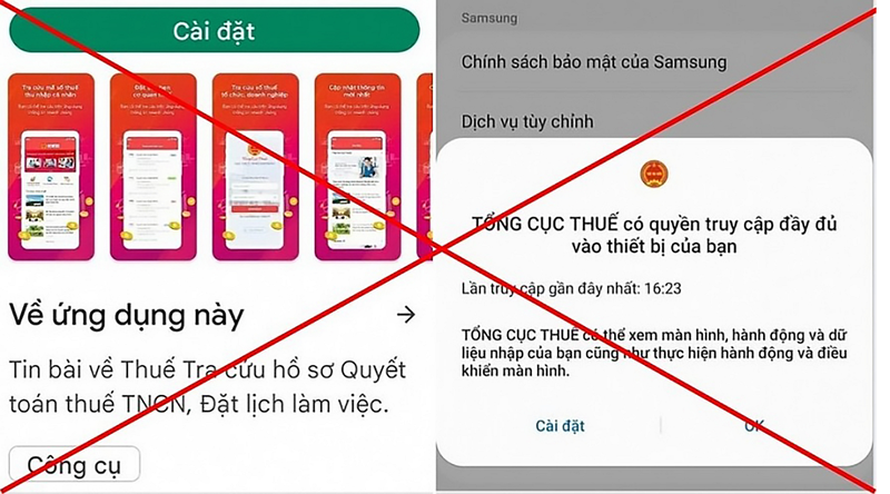 Một ứng dụng mạo danh yêu cầu toàn quyền truy cập thiết bị thông minh khi cài đặt. Ảnh chụp màn hình