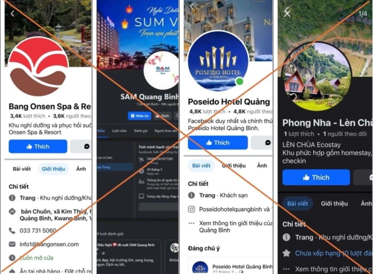 Một số khách sạn, khu nghỉ dưỡng đã bị kẻ lừa đảo đánh cắp hình ảnh, thông tin của khách sạn và lập fanpage giống hệt “chính chủ”. Ảnh: VOV.