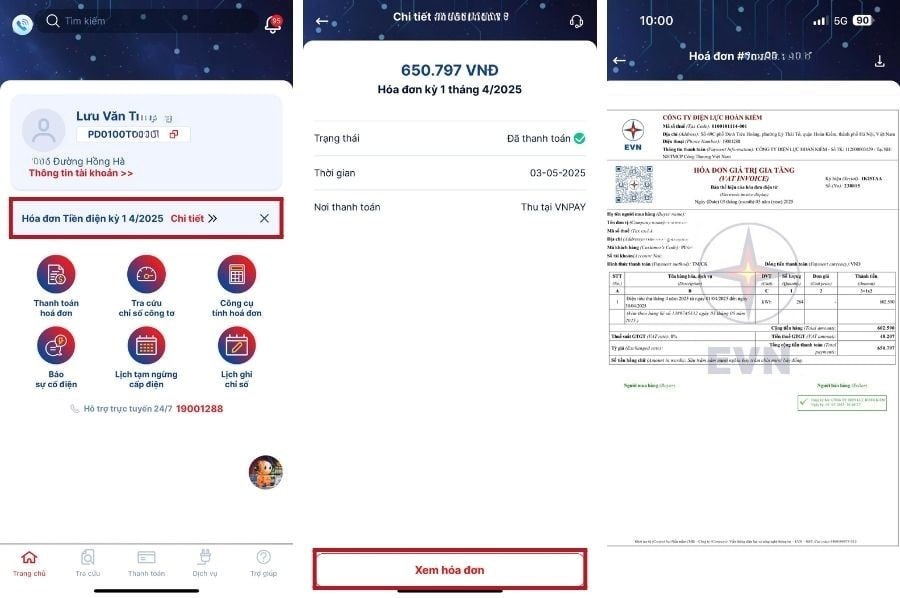 Cách tra cứu hóa đơn tiền điện trên App EVNHANOI