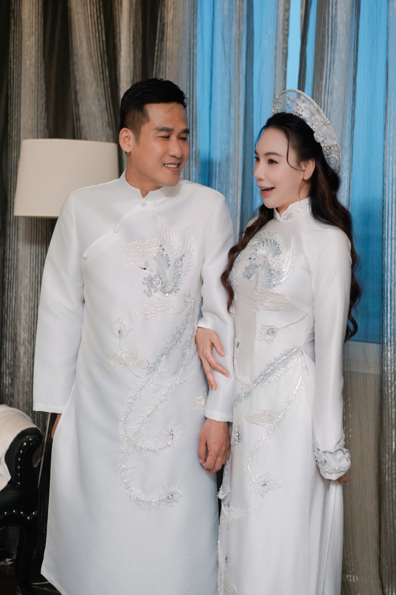 Ca sĩ Hồ Quỳnh Hương và chồng doanh nhân Hoàng Công Thành. Ảnh: VietNamNet.