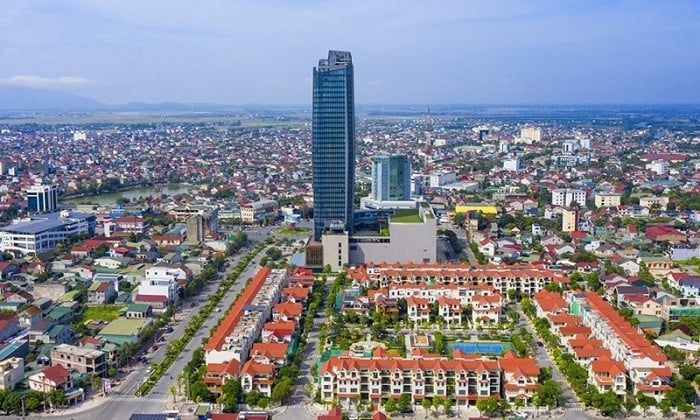 Một góc TP. Hà Tĩnh nhìn từ trên cao.