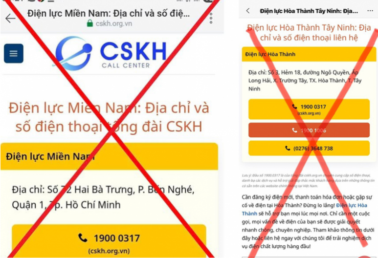 Trên mạng internet xuất hiện một số trang web giả danh ngành điện để lừa đảo khách hàng - Ảnh: Báo Công an Nhân dân
