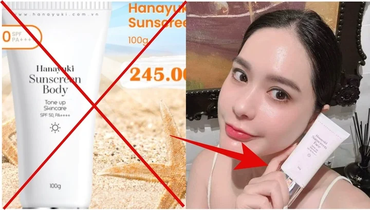 Đoàn Di Băng nhiều lần giới thiệu sản phẩm Hanayuki Sunscreen Body. Ảnh: VTC News.