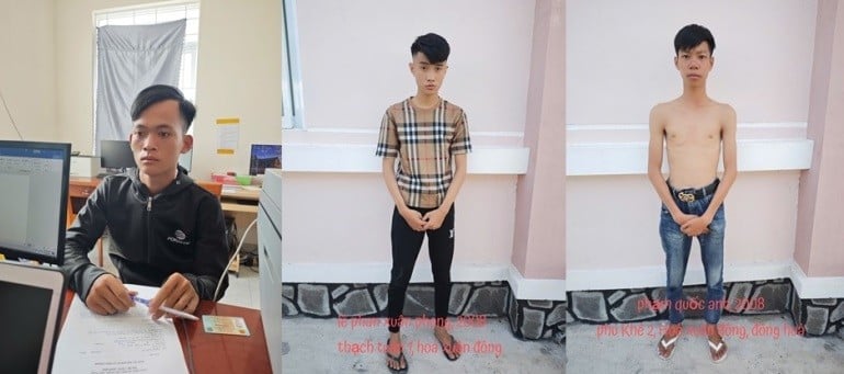 Các đối tượng tại cơ quan Công an.