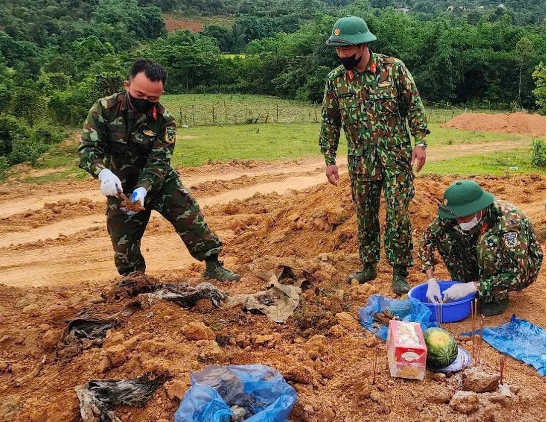 Khu vực phát hiện hài cốt liệt sỹ.