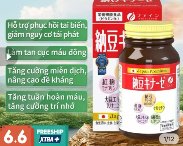 Thực phẩm chức năng Natto Kinase 4000fu được quảng cáo bán trên sàn thương mại điện tử Shopee - Ảnh: VnExpress