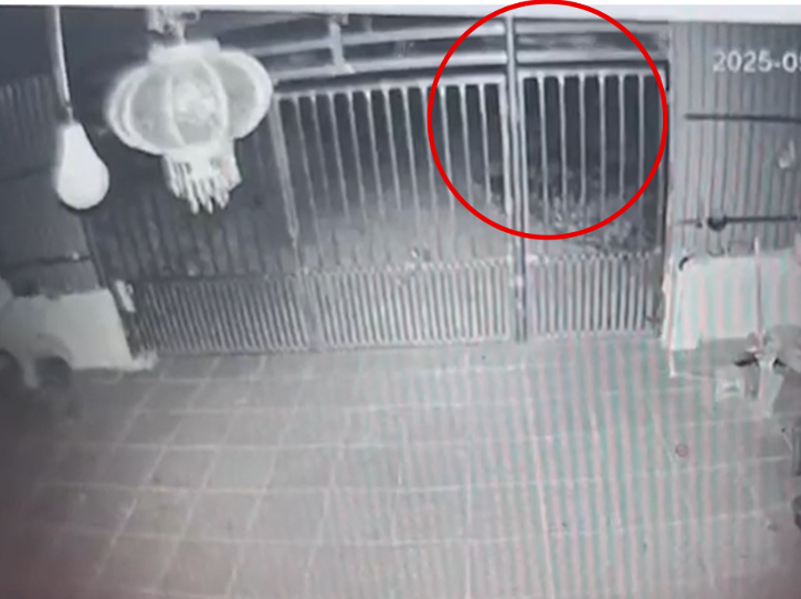 Khoảnh khắc được camera an ninh ghi lại vào 21h34, ngày 26/5 tại xã Kim Lư (Na Rì, Bắc Kạn) cho thấy người điều khiển xe máy với tốc độ cao, bất ngờ lao xuống hố sụt trên quốc lộ 3B - Ảnh: VietNamNet