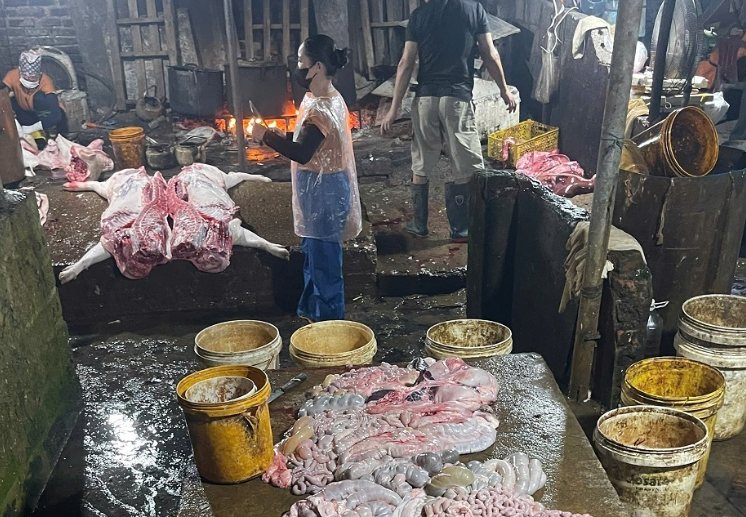 Cơ sở giết mổ lợn của hộ gia đình ông Nguyễn Tiến Mạnh.