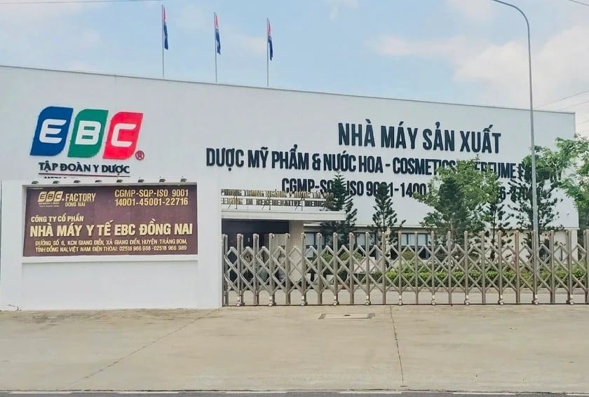 Nhà máy sản xuất của Công ty Cổ phần Nhà máy y tế EBC Đồng Nai, tọa lạc tại đường số 6, Khu công nghiệp Giang Điền, xã Giang Điền, huyện Trảng Bom, tỉnh Đồng Nai. Ảnh: Công an Đồng Nai
