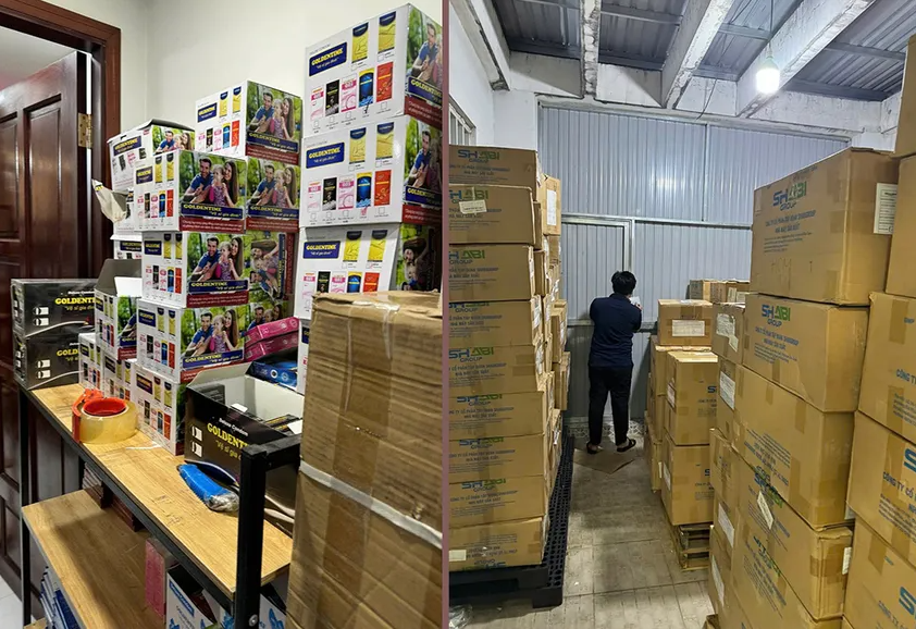 C bên trái được xác định là tài xế chở số hàng bằng xe tải đến giao cho L đi tiêu hủy - Ảnh: Báo Pháp luật TP.HCM