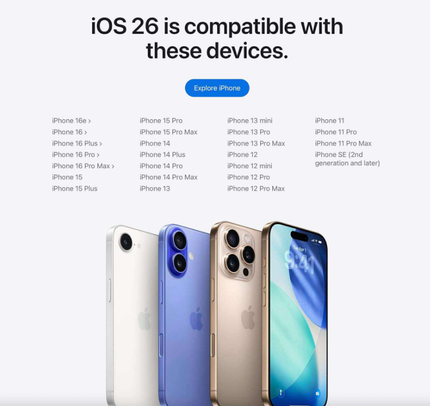 Danh sách các thiết bị sẽ được hỗ trợ iOS 26.