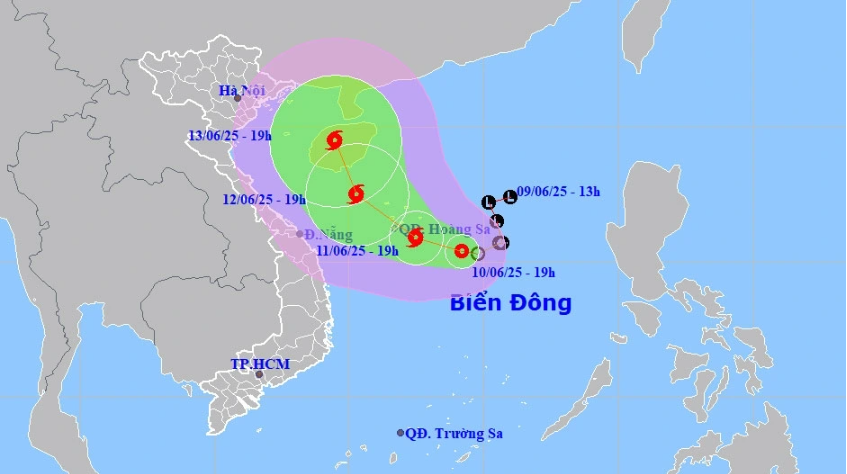  Vị trí và hướng đi của áp thấp nhiệt đới - Ảnh: VOV
