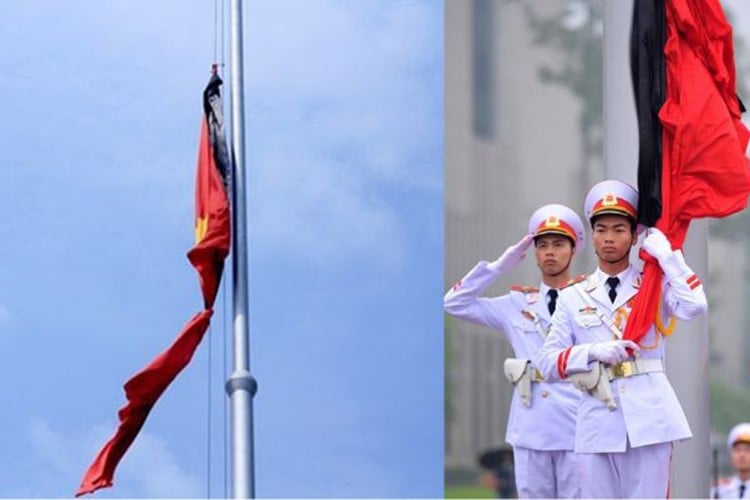 Hình ảnh treo cờ rủ tại Quảng trường Ba Đình, Hà Nội trong một lễ Quốc tang. Ảnh: Internet.