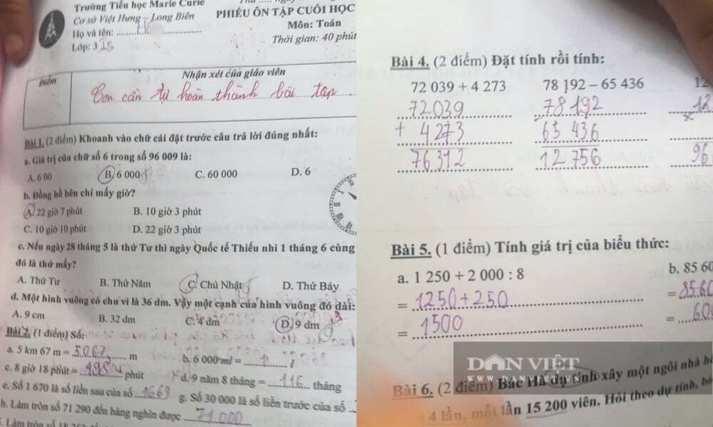 Cô giáo phê nhận xét