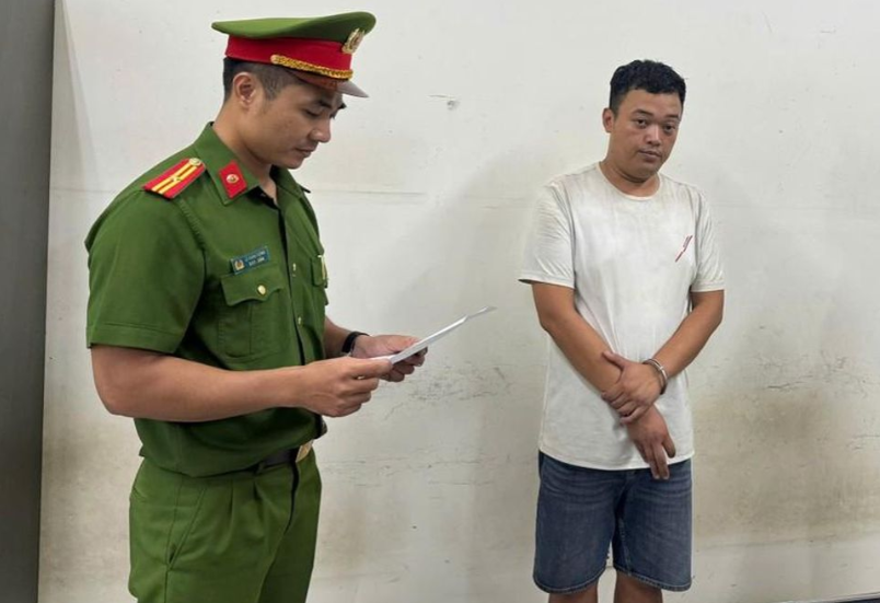 Đối tượng Thái Ngọc Anh tại cơ quan Công an.