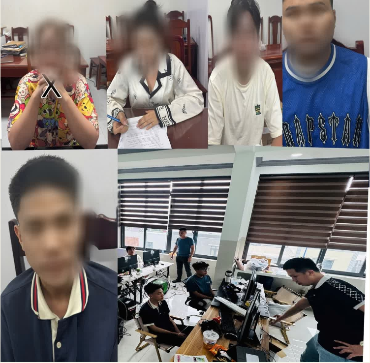 Các đối tượng tại cơ quan Công an - Ảnh: Báo Công lý