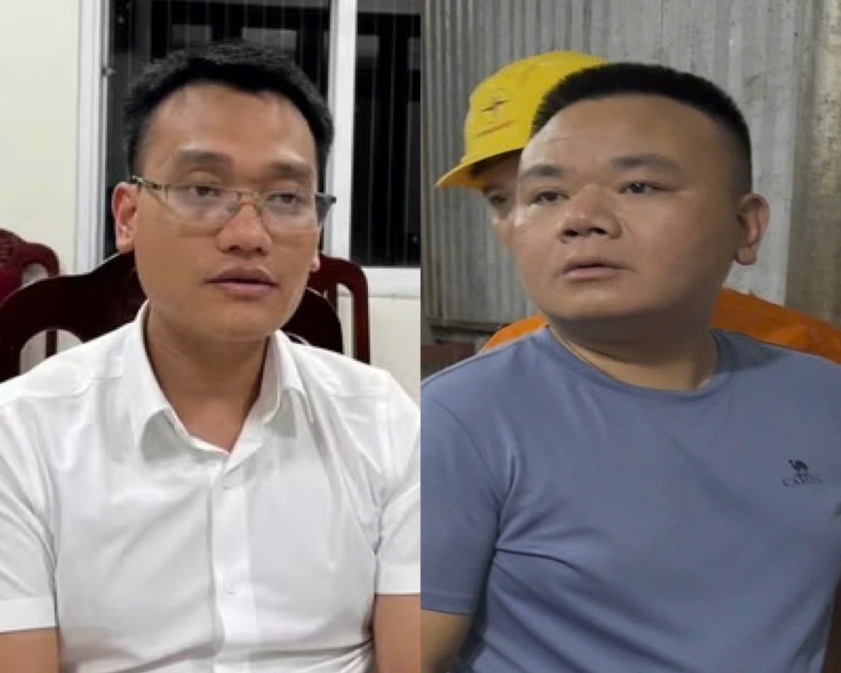 Đối tượng Phạm Đình Tuấn (áo trắng) và Phạm Đình Dũng (áo xanh)