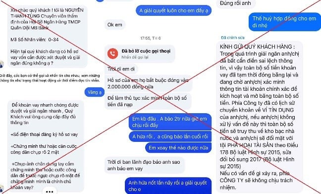 Cảnh báo lừa đảo khi vay tiền.