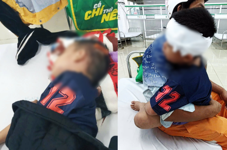 Hình ảnh bé trai 5 tuổi ở bệnh viện - Ảnh: Báo Dân Việt