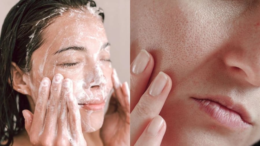 Chà xát da quá mạnh khi rửa mặt hoặc lau khô là một trong những thói quen khiến lỗ chân lông to.