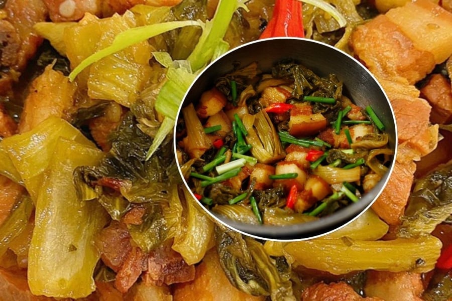 Hình ảnh minh họa về thành phẩm món ba chỉ kho dưa.