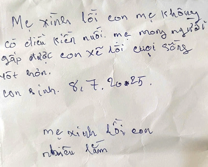 Tờ giấy viết tay nguệch ngoạc với nội dung