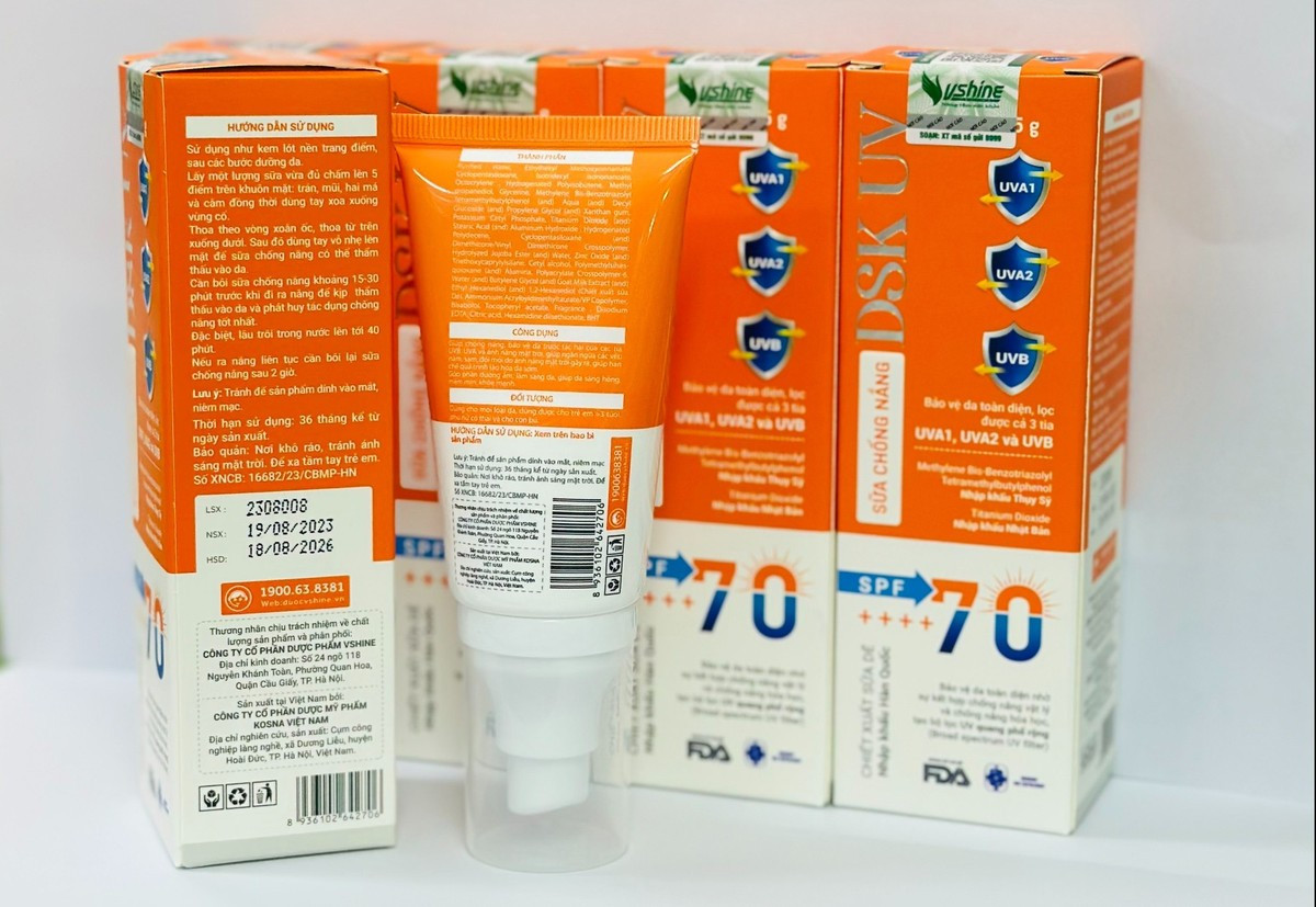 Lô sản phẩm Sữa chống nắng DSK UV, hộp 1 tuýp 35g không đạt chỉ tiêu giới hạn vi sinh vật bị thu hồi - Ảnh minh họa
