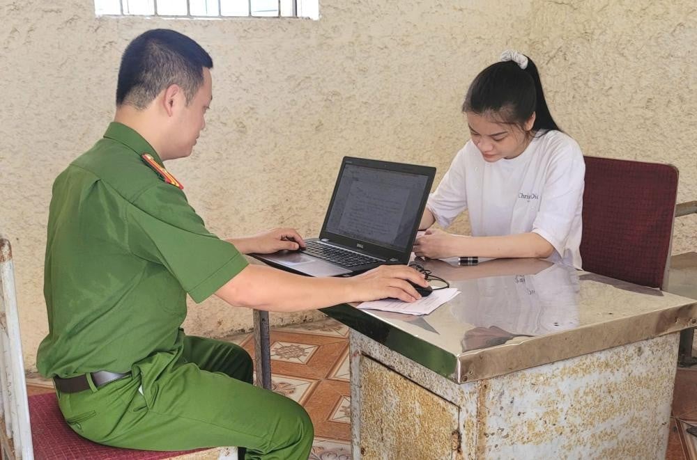  Lê Thị Nguyệt tại cơ quan Công an. Ảnh: CACC.