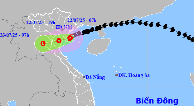 Bão số 3 Wipha đã vào ven bờ Hải Phòng - Ninh Bình. Ảnh: VietNamNet.