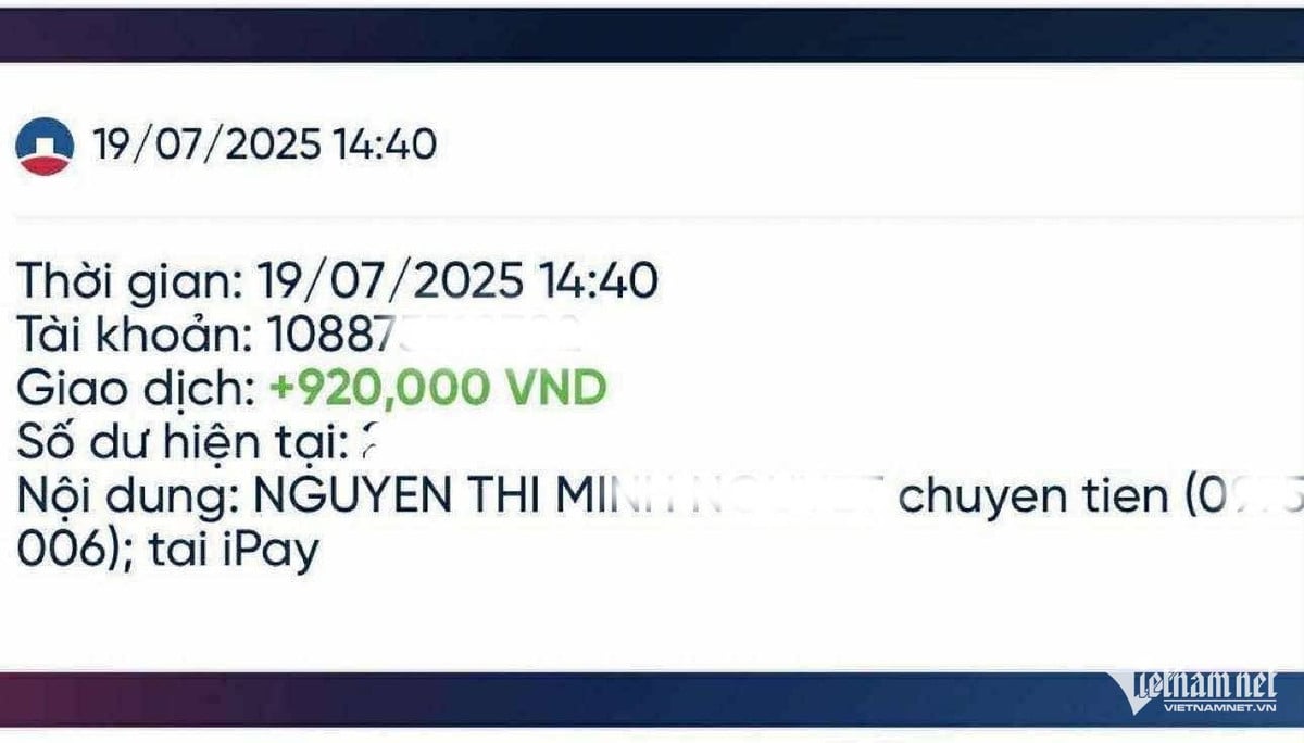  Hình ảnh giao dịch chị N. chuyển khoản trả lại tiền đặt vé đi thăm vịnh cho gia đình chị Ngân chiều 19/7.