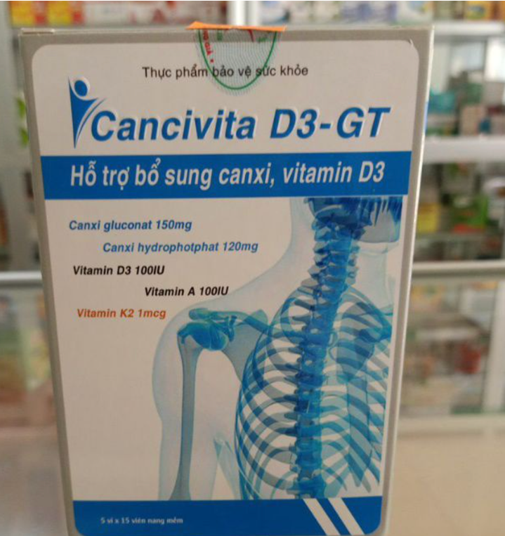  Sản phẩm thực phẩm bảo vệ sức khỏe CANCIVITA D3-GT do Công ty Hương Hoàng sản xuất - Ảnh: Báo Tuổi Trẻ