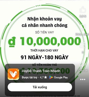  Các app vay tiền đăng quảng cáo rầm rộ trên mạng xã hội
