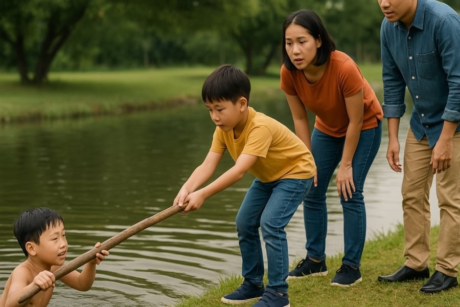  Dạy trẻ dùng vật hỗ trợ thay vì hành động liều lĩnh giúp tăng cơ hội an toàn cho cả hai.