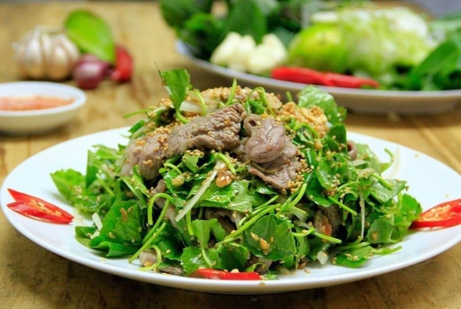  Món gỏi rau càng cua thịt bò hoàn thành ăn rất ngon miệng