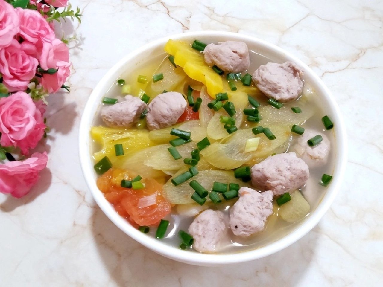  Thành phẩm món canh chua mọc dọc mùng