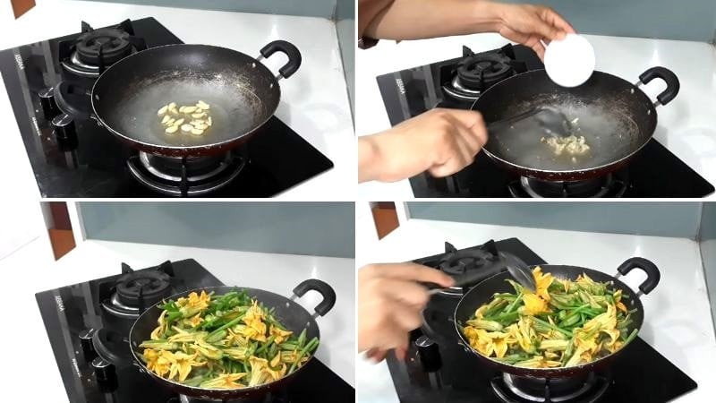  Làm bông bí xào tỏi