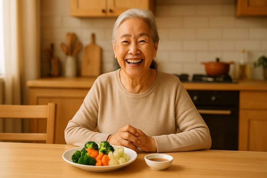  Chế độ ăn thanh đạm, ít gia vị giúp người cao tuổi duy trì sức khỏe lâu dài.