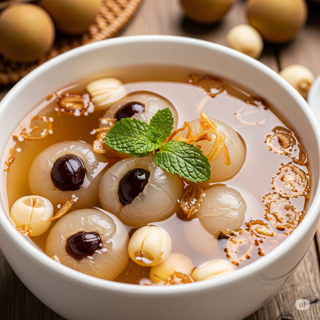 Chè quả nhãn hạt sen không chỉ ngon miệng mà còn có tác dụng an thần, giúp ngủ ngon và bồi bổ cơ thể.