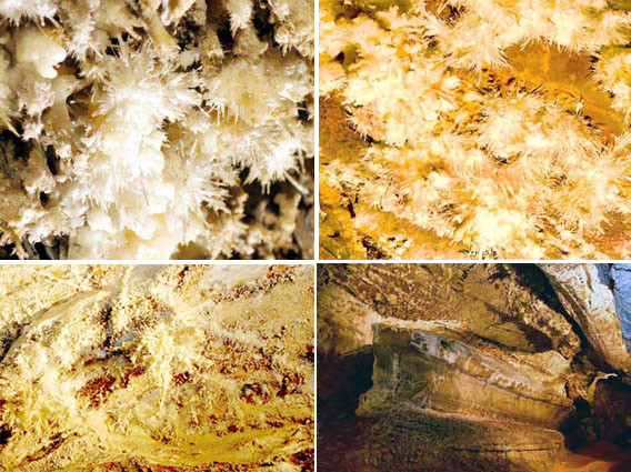 Một hang động khác, hang Kaechon được ví là hang hoa bởi nhiều nơi trải ra một 