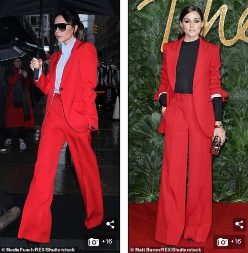 Victoria Beckham nổi bật với bộ vest đỏ thanh lịch - thiết kế của chính cô khi tham dự một sự kiện ở New York vào tháng 1/2019 vừa qua (ảnh trái), 