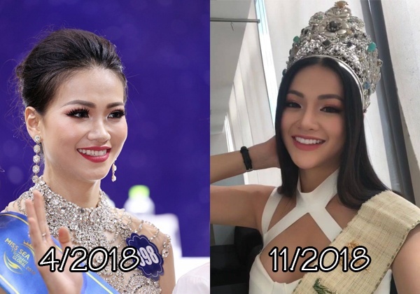  Hình ảnh Phương Khánh tham gia Hoa hậu Biển Toàn cầu và thời điểm thi Hoa hậu Trái Đất như hai người khác nhau