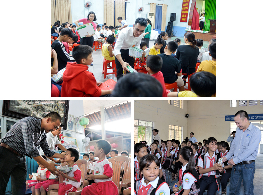  Các em nhỏ nhận sữa từ chương trình Quỹ sữa Vươn cao Việt Nam trong năm 2020.