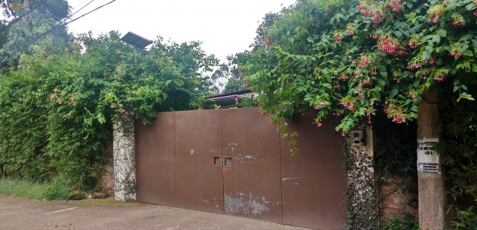 Cổng vào khu biệt thự của gia đình ca sĩ Mỹ Linh ở Sóc Sơn, Hà Nội.